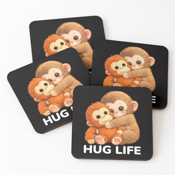 Item preview, Cute Cartoon Monkey Hugging Plush Toy – Hug Life designed and sold by Shape Snip Studio.