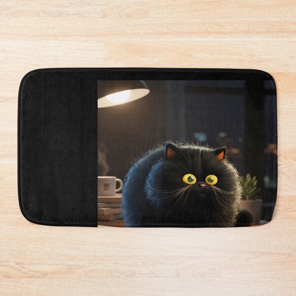 Item preview, Fluffy Black Cat at Desk designed and sold by Duvelier.