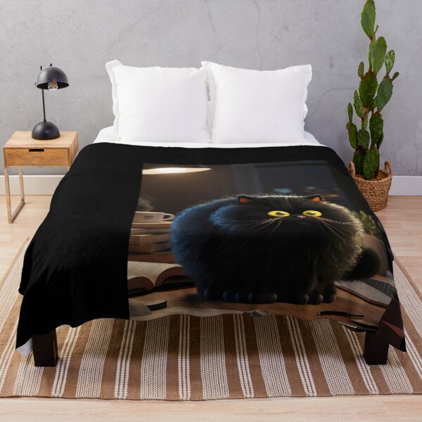 Item preview, Fluffy Black Cat at Desk designed and sold by Duvelier.