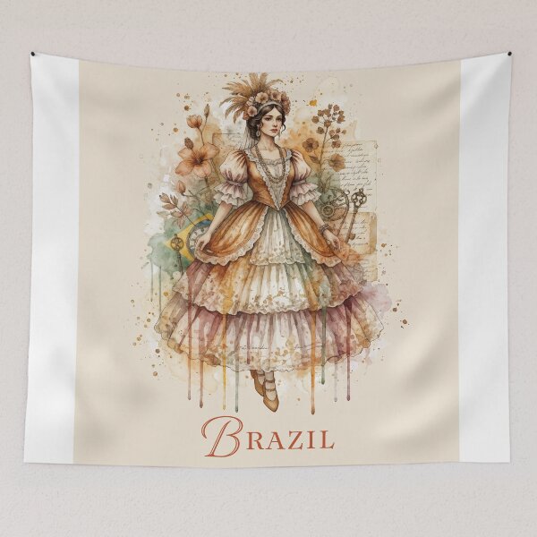 Item preview, Brazilian Heritage – Watercolor Elegance in Traditional Dress designed and sold by ForeverPrintsOK.