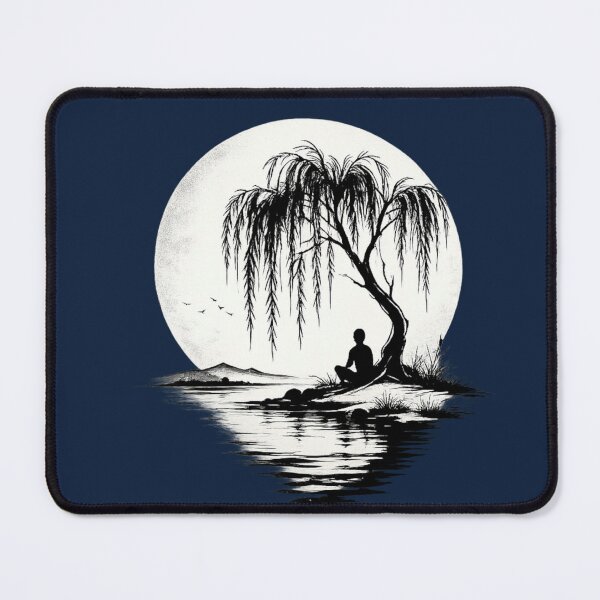Item preview, Willow Tree Moon Silhouette – Minimalist Zen Night Landscape designed and sold by JonelCrafts.