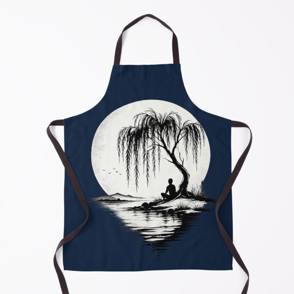 Item preview, Willow Tree Moon Silhouette – Minimalist Zen Night Landscape designed and sold by JonelCrafts.