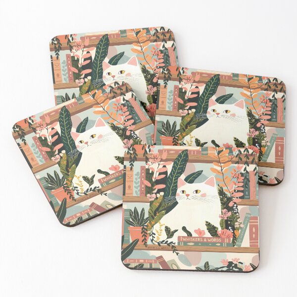 Item preview, White Cat Among Books and Plants designed and sold by Duvelier.