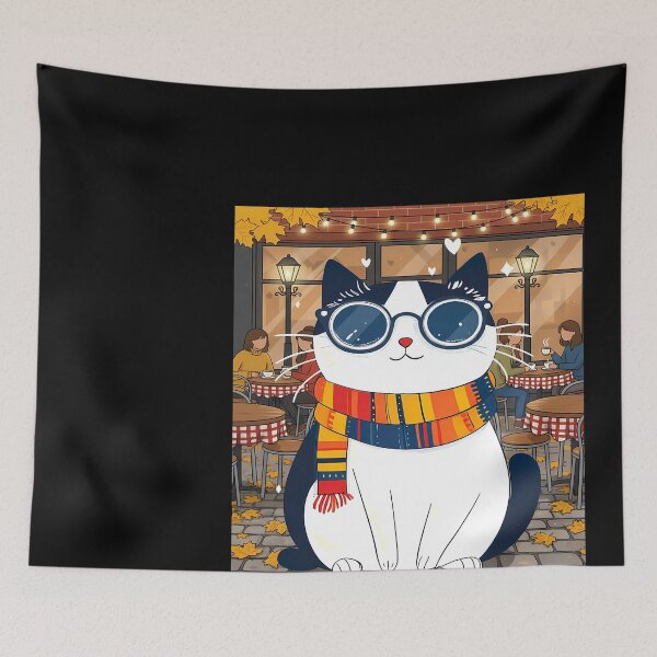 Item preview, Cat in Scarf at Cafe designed and sold by Duvelier.