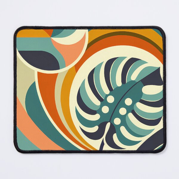 Item preview, Abstract Monstera Leaf with Retro Rainbow Waves designed and sold by InkSmithery.
