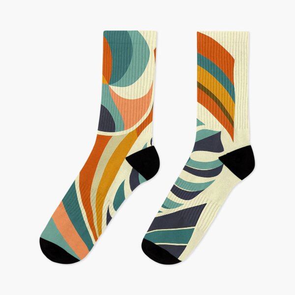 Item preview, Abstract Monstera Leaf with Retro Rainbow Waves designed and sold by InkSmithery.