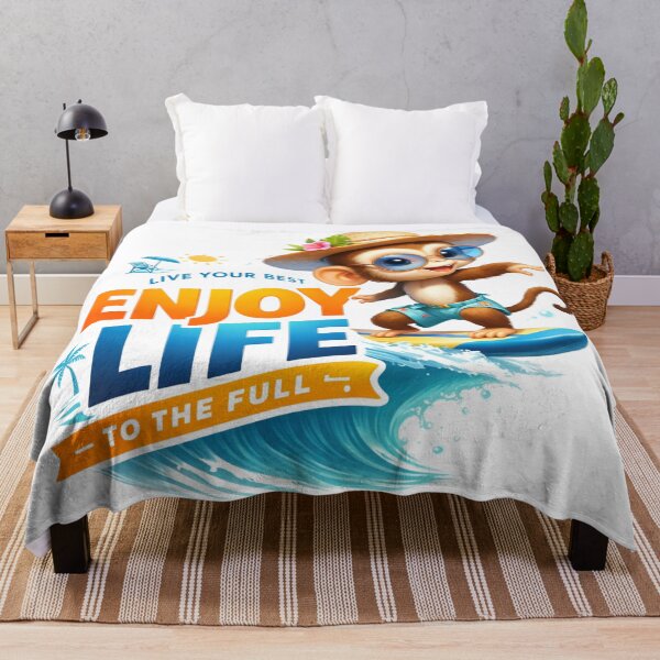 Item preview, Enjoy Life Cute Surfing Monkey Illustration | Fun Summer Vibes designed and sold by OSAMA MO.