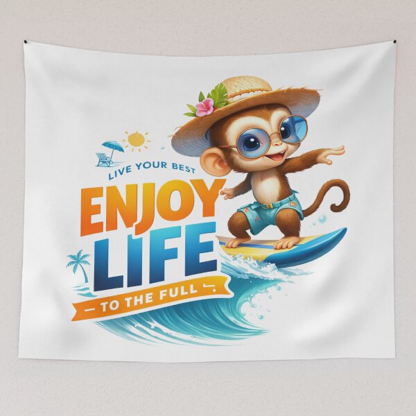 Item preview, Enjoy Life  Cute Surfing Monkey Illustration | Fun Summer Vibes designed and sold by OSAMA MO.