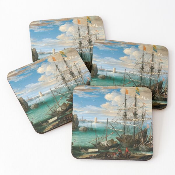 Item preview, View of a Port Classical Maritime Painting designed and sold by TheSoulOfArt.