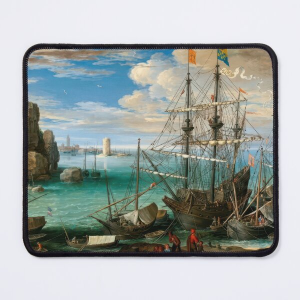 Item preview, View of a Port Classical Maritime Painting designed and sold by TheSoulOfArt.