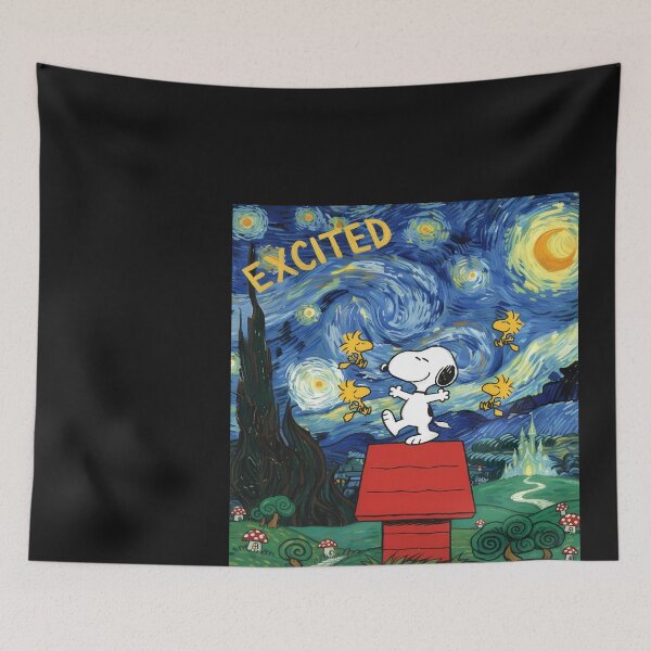 Item preview, Snoopy Excited Starry Night Parody designed and sold by ForThe2F0X1Folks.