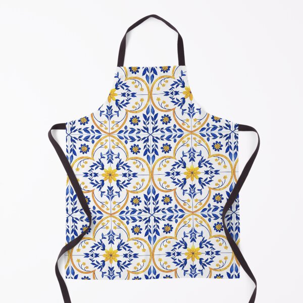 Item preview, Mediterranean Blue & Yellow Floral Tile designed and sold by Mel-Mas-Stoband.