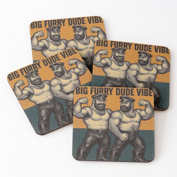 Item preview, Retro Gay Leather Humor Big Furry Dude Vibe Tom of Finland Tribute Twisted Leather Poster Design  designed and sold by ItsAKinkThing.