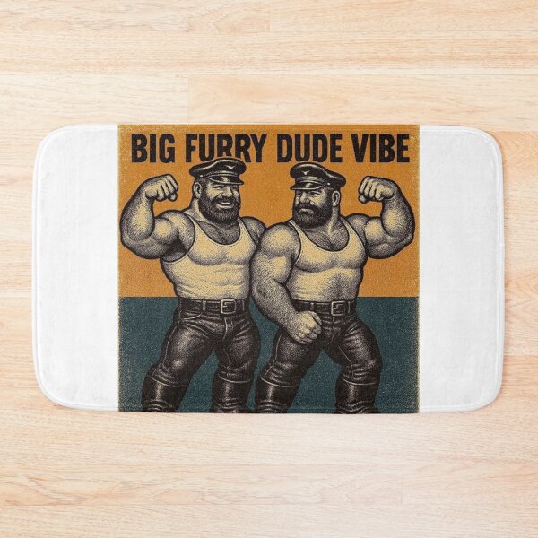 Item preview, Retro Gay Leather Humor Big Furry Dude Vibe Tom of Finland Tribute Twisted Leather Poster Design  designed and sold by ItsAKinkThing.