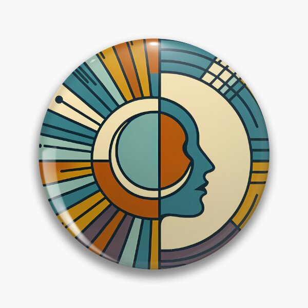 Item preview, Geometric Moon Face in Retro Space Circles designed and sold by InkSmithery.