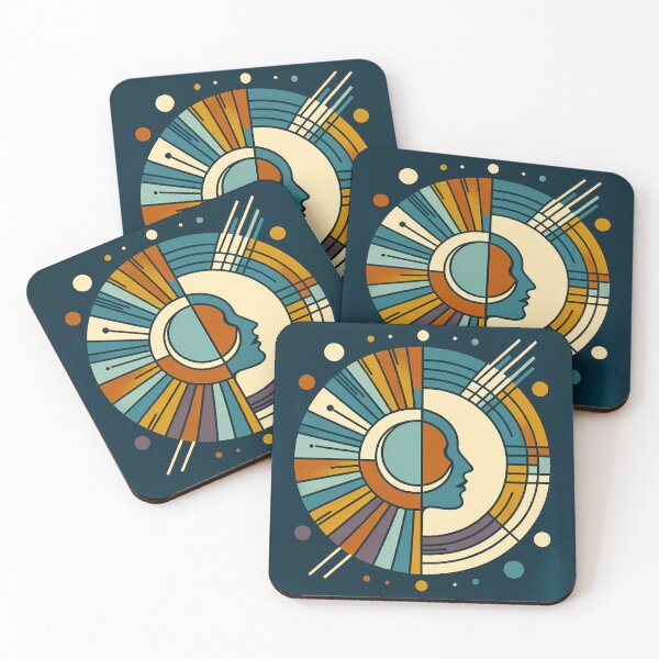 Item preview, Geometric Moon Face in Retro Space Circles designed and sold by InkSmithery.