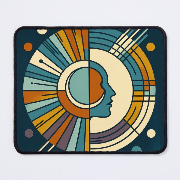 Item preview, Geometric Moon Face in Retro Space Circles designed and sold by InkSmithery.