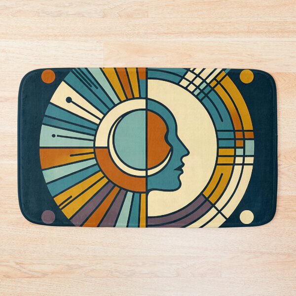 Item preview, Geometric Moon Face in Retro Space Circles designed and sold by InkSmithery.