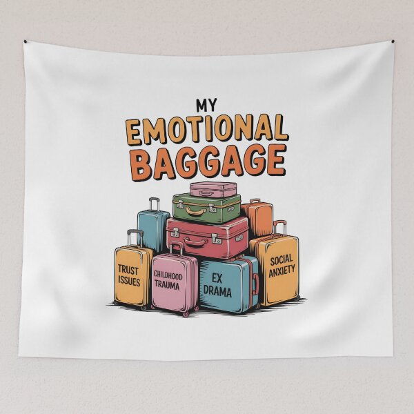 Item preview, My Emotional Baggage - Funny Mental Health Humor Suitcase Design designed and sold by ArcticFoxStudio.