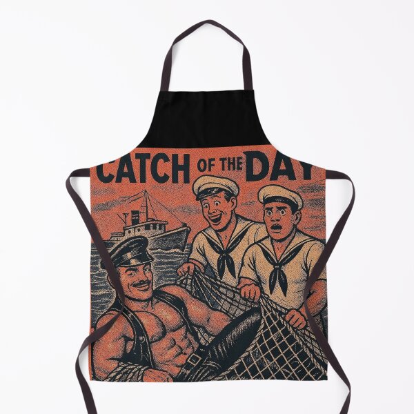 Item preview, Retro Gay Leather Humor Catch Of The Day Tom of Finland Tribute Twisted Leather Poster Design designed and sold by ItsAKinkThing.