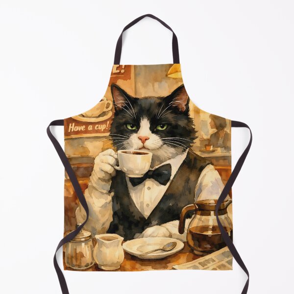 Item preview, Tuxedo Cat drinking coffee designed and sold by WAUZ.