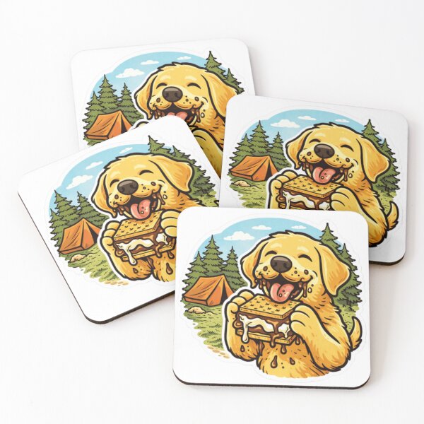 Item preview, Golden Labrador Eating Smore | Funny Camping Dog Art | Lab Campfire Chocolate designed and sold by PawPrintCustom.