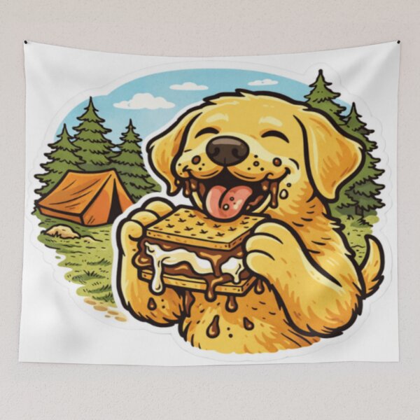 Item preview, Golden Labrador Eating Smore | Funny Camping Dog Art | Lab Campfire Chocolate designed and sold by PawPrintCustom.