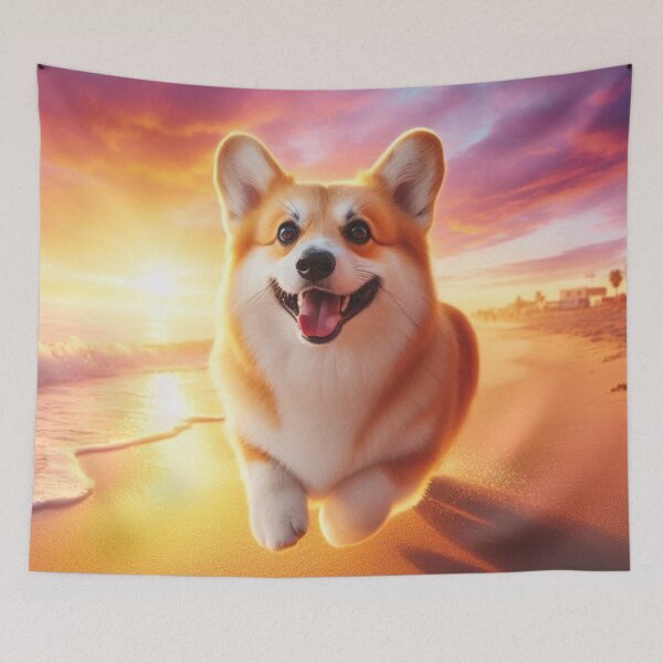 Item preview, Corgi Dog – Sunset Beach Adventure designed and sold by Dogandesighn.
