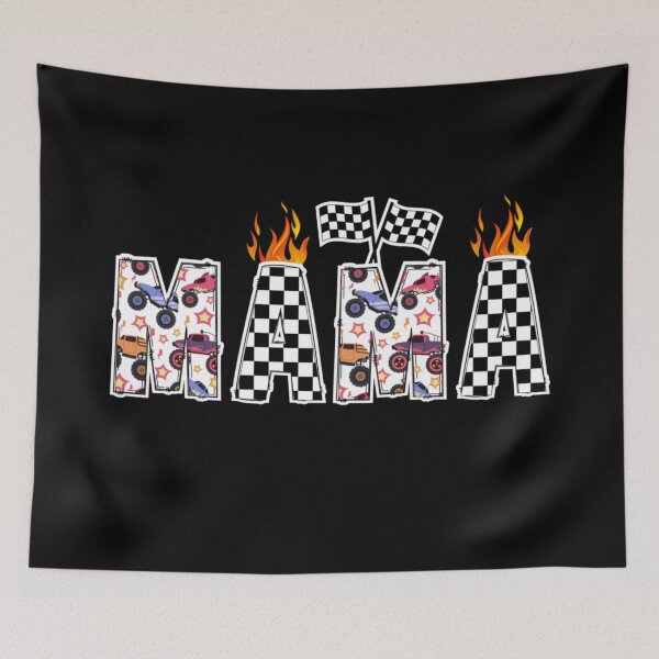 Item preview, Mama Monster Truck Pattern Checkered Flag Racing Mother Colorful Flame Design designed and sold by Serene woods.