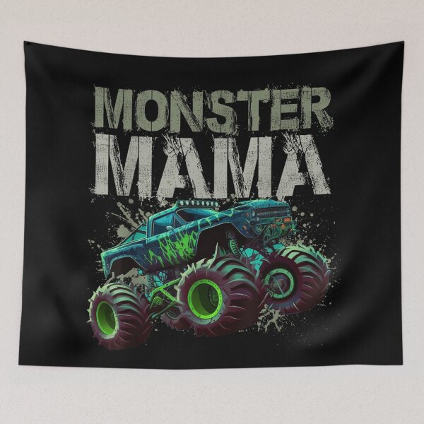 Item preview, Monster Mama Neon Green Splatter Grunge Monster Truck Big Wheel Art designed and sold by Serene woods.