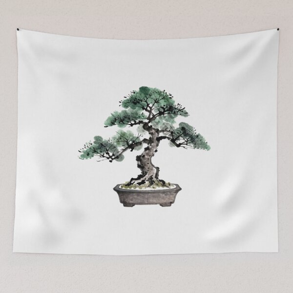 Item preview, Elegant Bonsai Tree Japanese Sumi-E Ink Art Zen Minimalist designed and sold by Artycom.