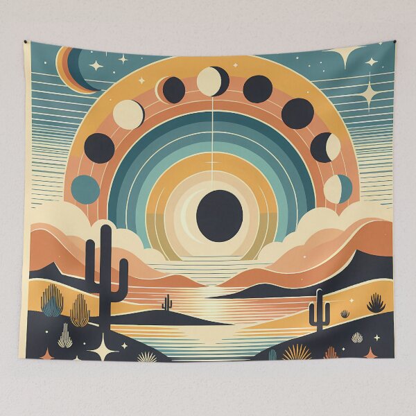 Item preview, Geometric Moon Phases Desert Sunset designed and sold by InkSmithery.
