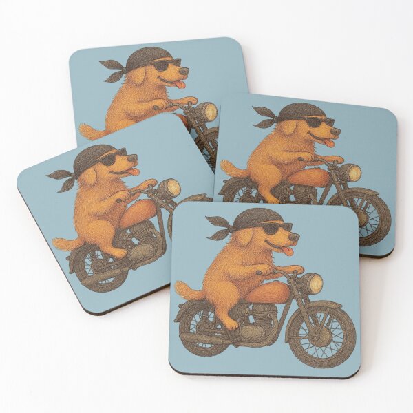 Item preview, Cool Biker Golden Retriever – Kawaii Motorcycle Travel Dog designed and sold by Aloloco.