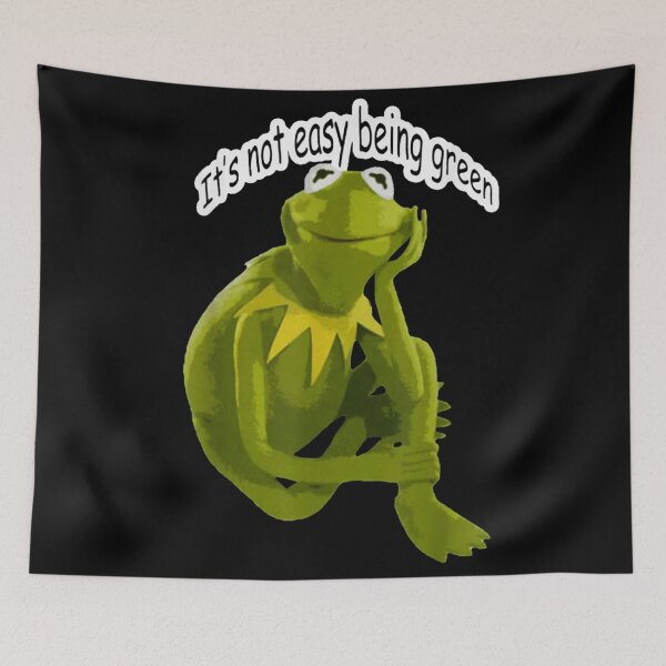 Item preview, It's Not Easy Being Green Kermit Frog Meme Sad Thinking Aesthetic designed and sold by Taniyah Gomes.
