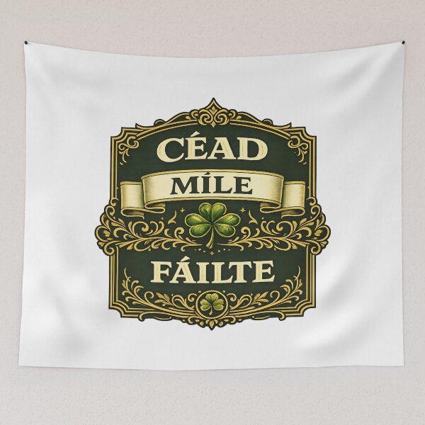 Item preview, Céad Míle Fáilte – Elegant Irish Welcome Celtic Sign Design designed and sold by Rough Sketches – Ireland Inspired Art.