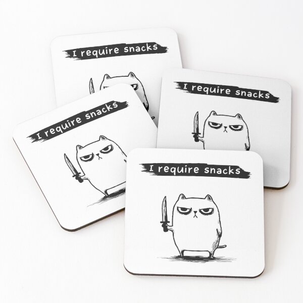 Item preview, I Require Snacks Funny Angry Cat With Knife Sarcastic Chaos Meme designed and sold by Taniyah Gomes.