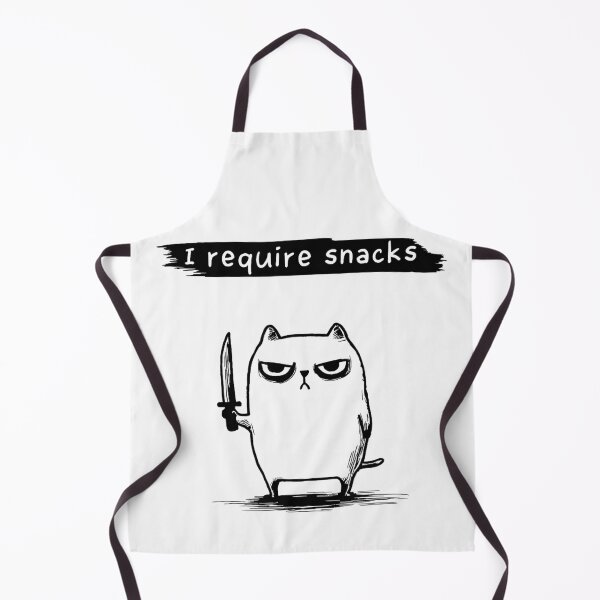 Item preview, I Require Snacks Funny Angry Cat With Knife Sarcastic Chaos Meme designed and sold by Taniyah Gomes.