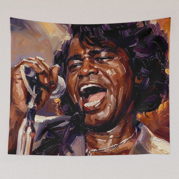 Item preview, Title: The Godfather of Soul – Expressive Oil Portrait designed and sold by Art's Diner.