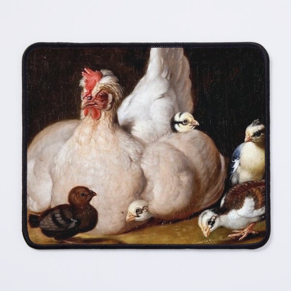 Item preview, White Hen with Chicks - 18th century - Anton Ignaz Hamilton designed and sold by TheCulturedConures.