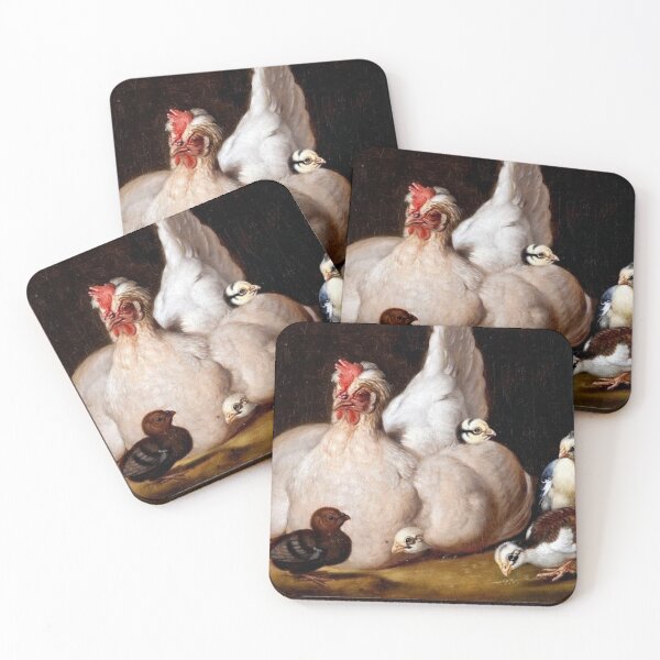 Item preview, White Hen with Chicks - 18th century - Anton Ignaz Hamilton designed and sold by TheCulturedConures.