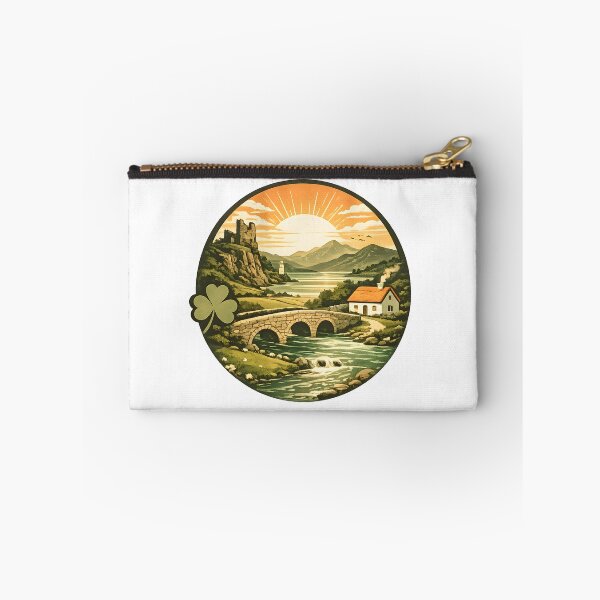 Item preview, Irish Castle & Stone Bridge Sunset – Scenic Emerald Isle Landscape designed and sold by Rough Sketches – Ireland Inspired Art.
