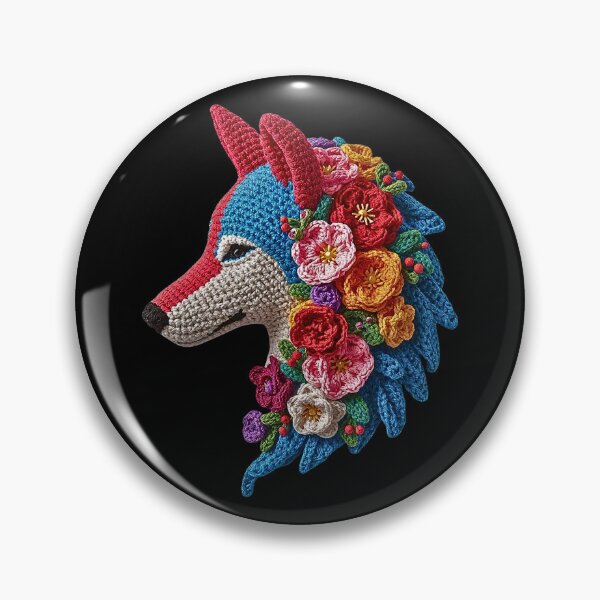 Item preview, Crochet Floral Wolf Patch designed and sold by Festive Bug.