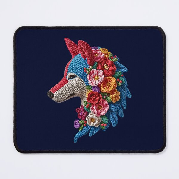 Item preview, Crochet Floral Wolf Patch designed and sold by Festive Bug.