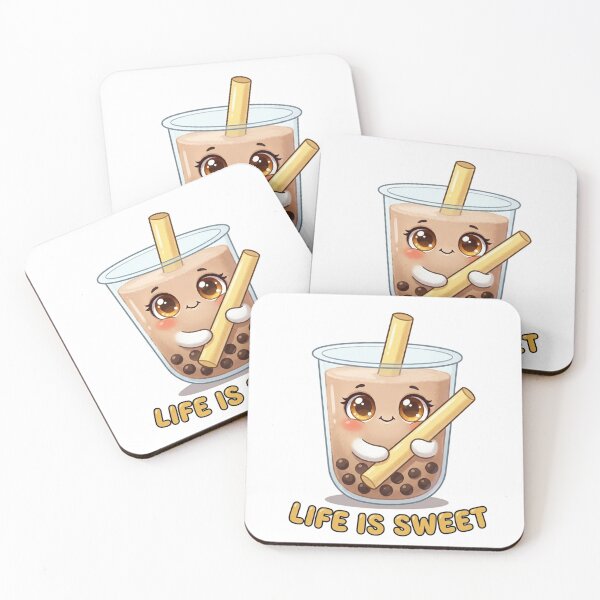 Item preview, Cute Kawaii Boba Milk Tea - "Life is Sweet" designed and sold by PeachyDoodless.