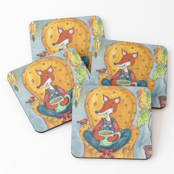 Item preview, Cozy fox sipping tea designed and sold by studiogombos.
