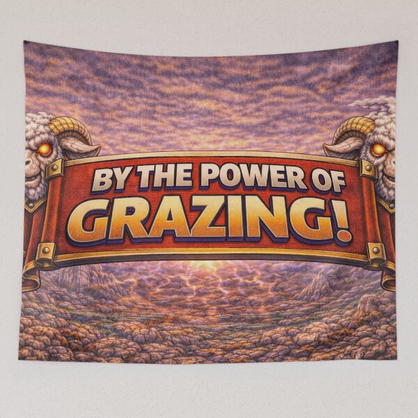 Item preview, By the Power of Grazing, Sheep-Man Battle Cry Banner | Sheepism Parody designed and sold by Thpoar.