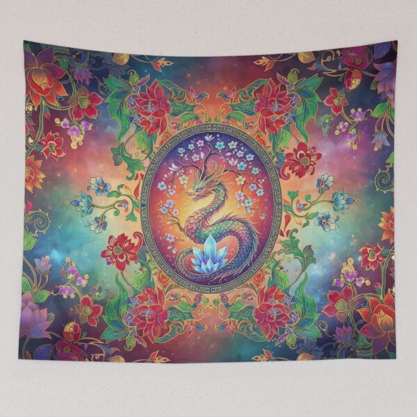 Item preview, Dragon mandala made of colorful plants designed and sold by Sigtrix.