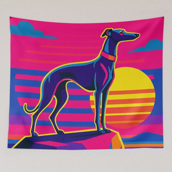 Item preview, Synthwave Greyhound – Sunset Power Design designed and sold by Dogandesighn.