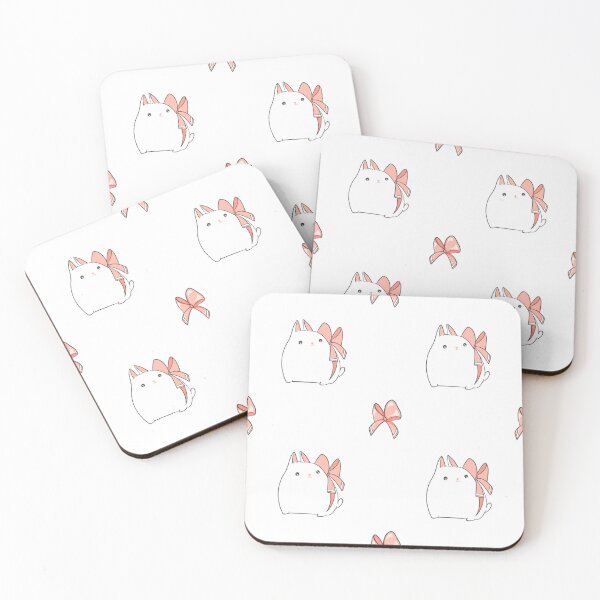 Item preview, Cute Kawaii White Cat Pattern - Coquette Aesthetic Pink Bows designed and sold by LYAN-STORE.