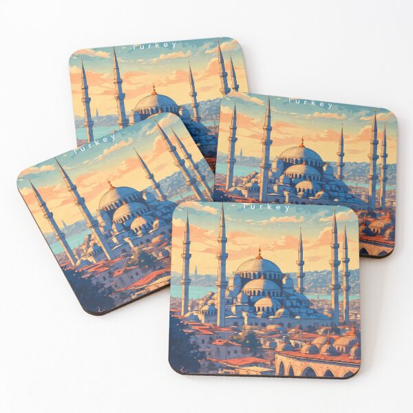Item preview, Blue Mosque at Golden Hour Retro Anime Landscape. designed and sold by JacksoonLester.